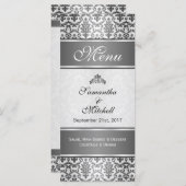 Noir damassé sur gris argenté Menu (Devant / Derrière)