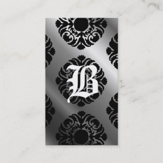 Noir d'argent de monogramme de damassé de cartes