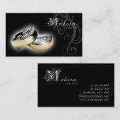 Noir de bagues de fiançailles de cartes de visite (Devant / Derrière)