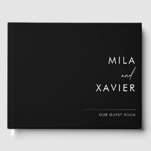 Noir de carbone Livre d'or minimaliste de Mariag