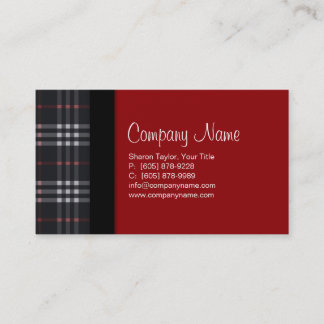 Noir de carte de visite de tissu de plaid