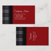 Noir de carte de visite de tissu de plaid (Devant / Derrière)