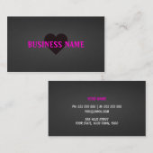 Noir de cartes de visite de coeur d'amour et (Devant / Derrière)