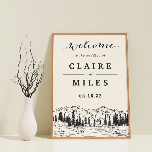 Noir de cendre | Affiche de bienvenue Mariage d'es