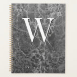 Noir de charbon de bois Monogramme de marbre moder<br><div class="desc">Ce planificateur a un effet arrière - plan de marbre noir de charbon. Simple et contemporain. Complétez-le avec un monogramme personnalisé. Créé par Simply Farmhouse Press.</div>