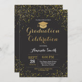 Noir de fête de remise des diplômes et invitation (Devant / Derrière)
