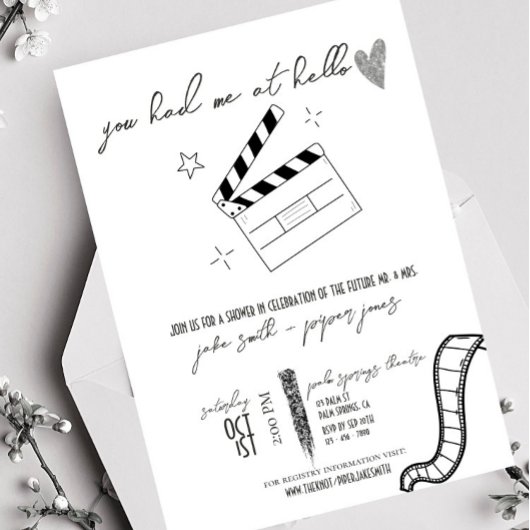 Noir de film - Blanc+Argent - Invitation Wedding s