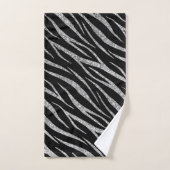 Noir de luxe Silver Classy Chic Girly Zebra Print (Serviette à main)