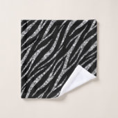 Noir de luxe Silver Classy Chic Girly Zebra Print (Gant de toilette)
