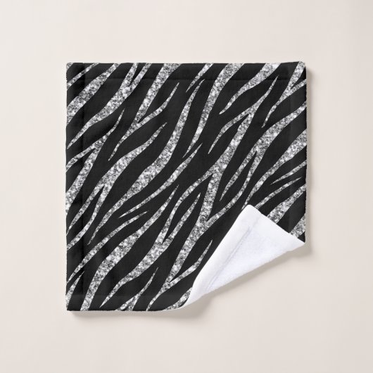 Noir de luxe Silver Classy Chic Girly Zebra Print (Gant de toilette)