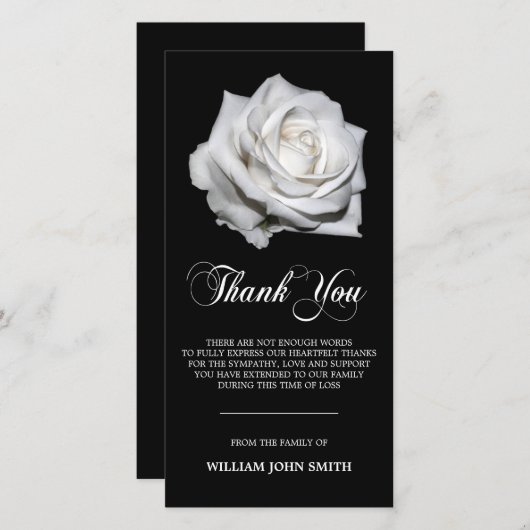 Noir de MERCI de rose blanc de fleur de sympathie (Devant / Derrière)