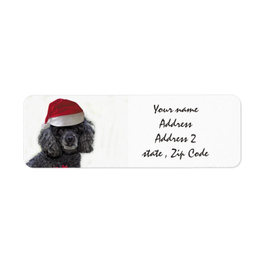 Noir de Noël Étiquettes de adresse de caniche (Devant)