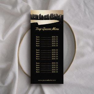 Noir de restaurant de restauration de chef et menu