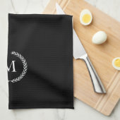 Noir de serviette de cuisine de monogramme de (Quart Plié)