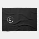 Noir de serviette de cuisine de monogramme de (Horizontal)