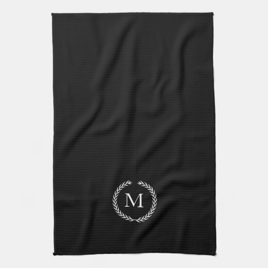 Noir de serviette de cuisine de monogramme de (Vertical)