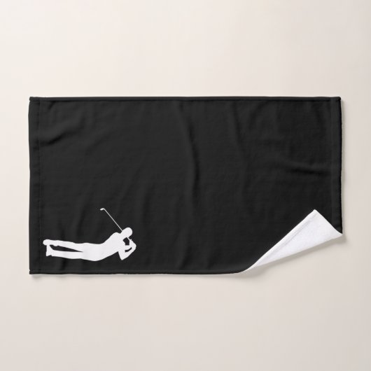 Noir de silhouette de Golfer en mouvement (Serviette à main)