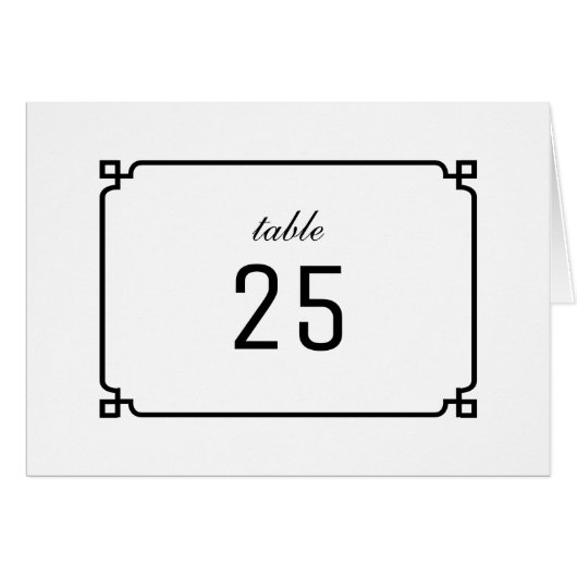 Noir Déco Chic Numéro de table (Devant horizontal)