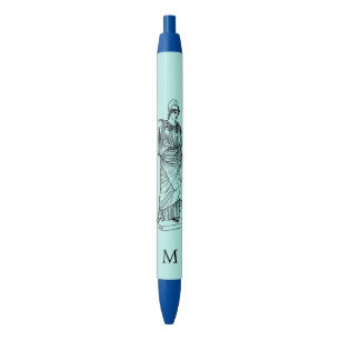 Noir Déesse grecque Athéna & stylo monogramme