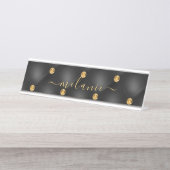 Noir Diamant Tufted Custom Desk Nom Plaque (Devant)