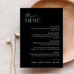 NOIR Dîner Mariage Menu 5x7 Carte<br><div class="desc">La collection NOIR présente une couleur noire classique et une police de script de calligraphie moderne étonnante, créant un look à la fois élégant et sophistiqué. Cette collection est parfaite pour les couples qui veulent créer une atmosphère intemporelle et classique pour leur événement spécial. Le jeu de couleurs noir audacieux...</div>