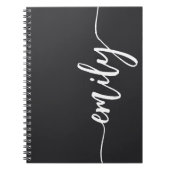 Noir élégant avec Calligraphie Carnet de nom (Devant)