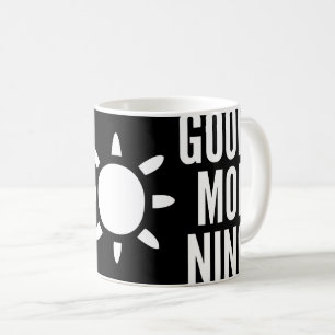 Noir élégant Bon Matin Soleil Thé Mug