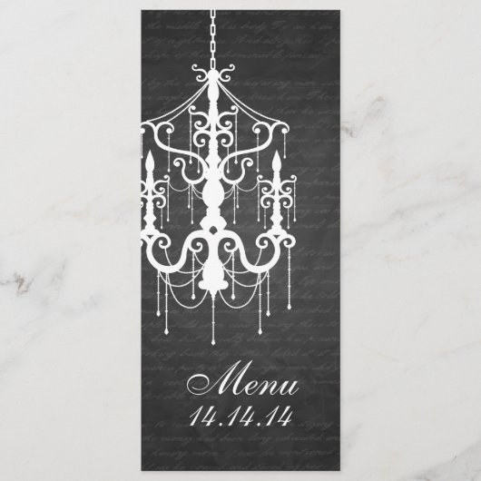 Noir élégant de lustre de menu de mariage (Devant)