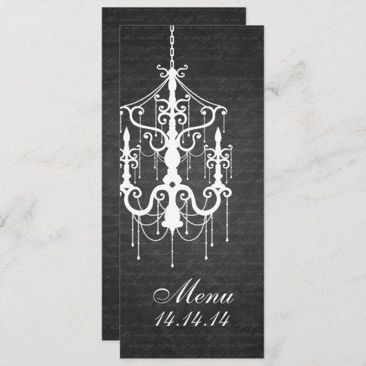 Noir élégant de lustre de menu de mariage (Devant / Derrière)