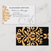 Noir élégant et carte de visite beau de damassé (Devant / Derrière)