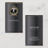 Noir élégant et carte de visite de golf d'or (Devant / Derrière)