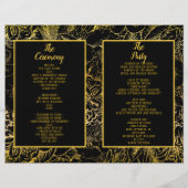 Noir élégant | Gold Rose Floral Wedding Programme (Dos)
