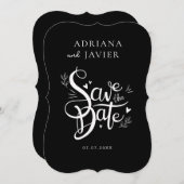 Noir Elégant mariage Invitation minimaliste (Devant / Derrière)