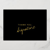 Noir Élégant Merci Texte Script Foil Cartes (Recto)