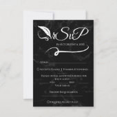 Noir Élégant minimaliste Mariage manuscrit RSVP (Devant)