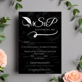 Noir Élégant minimaliste Mariage manuscrit RSVP