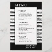 Noir élégant rayé. Menu de mariage (Devant)