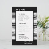 Noir élégant rayé. Menu de mariage (Debout devant)