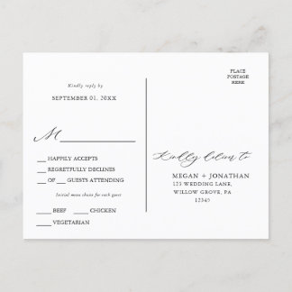 Noir Élégant Script Typographie Menu Choix