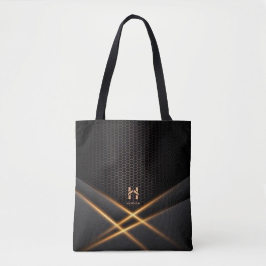 Noir en Goud Abstract Behang Canvas tas (Voorkant)
