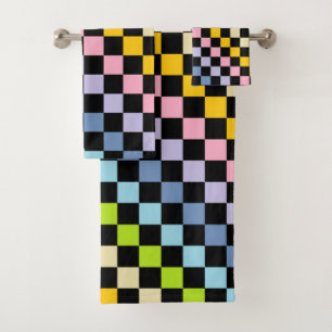 Noir en pastel Checkered d'arc-en-ciel