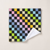 Noir en pastel Checkered d'arc-en-ciel (Gant de toilette)