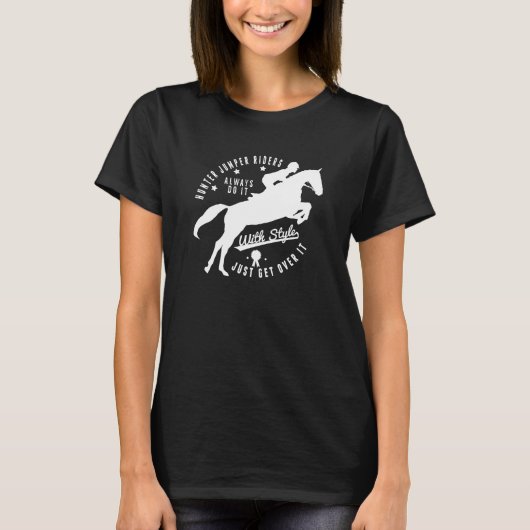 Noir équestre de tee - shirt de cheval de pullover (Devant)
