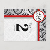 Noir et Argent Damask Red Trim Numéro de table (Dos)