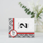 Noir et Argent Damask Red Trim Numéro de table (Debout devant)