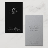 Noir et argent de monogramme de carte de visite de (Devant / Derrière)