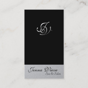 Noir et argent de monogramme de carte de visite de