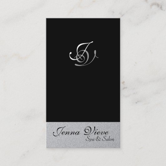 Noir et argent de monogramme de carte de visite de (Devant)