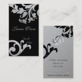 Noir et argent de monogramme de carte de visite de (Devant / Derrière)