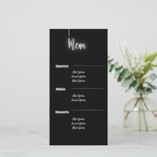 Noir et argent moderne | Carte de menu
